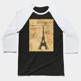 spring garden vintage floral paris eiffel tower Baseball T-Shirt